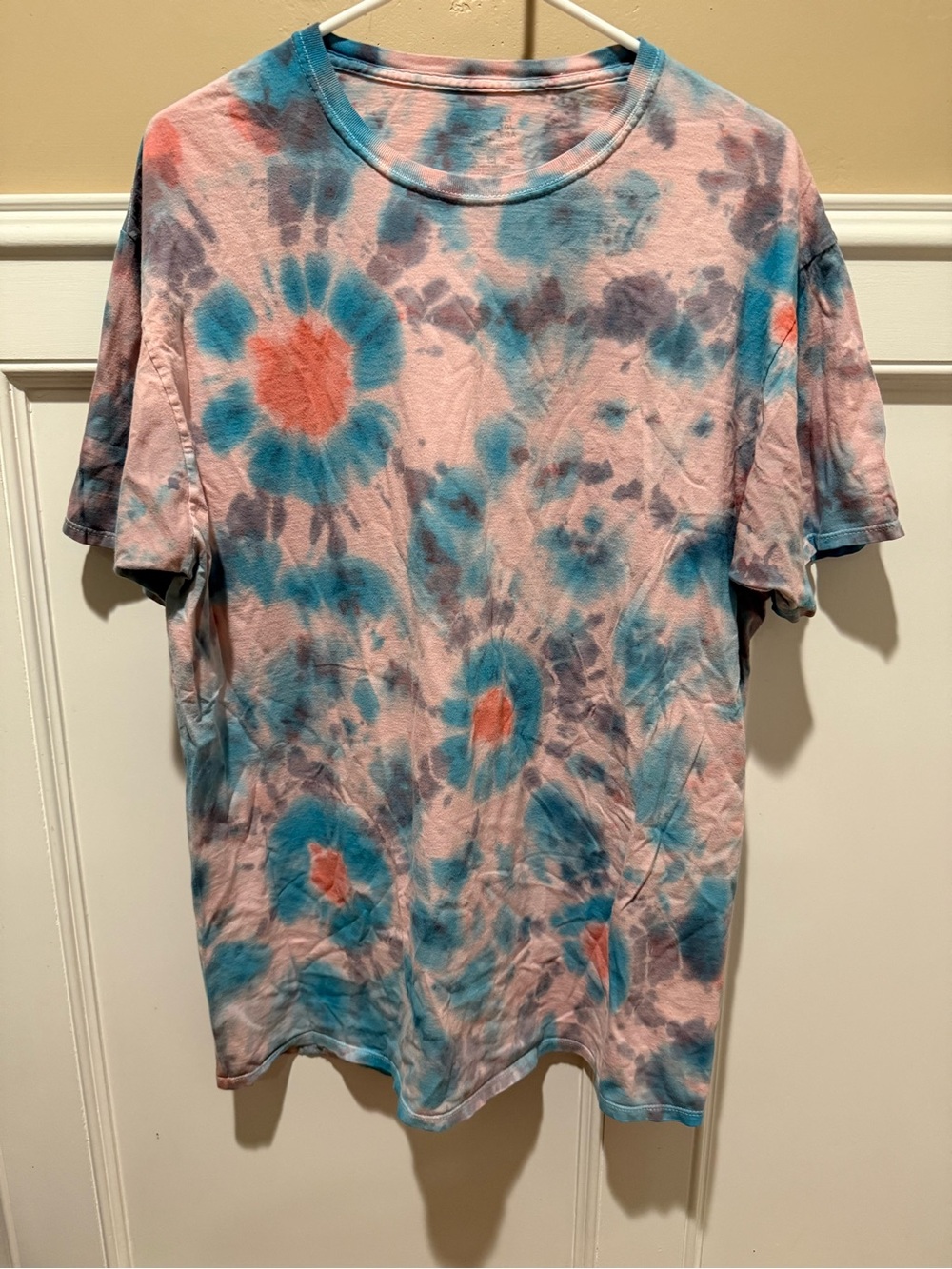 H&M Pink, Teal & Coral Floral Tie-Dye Short Sleeve Tee